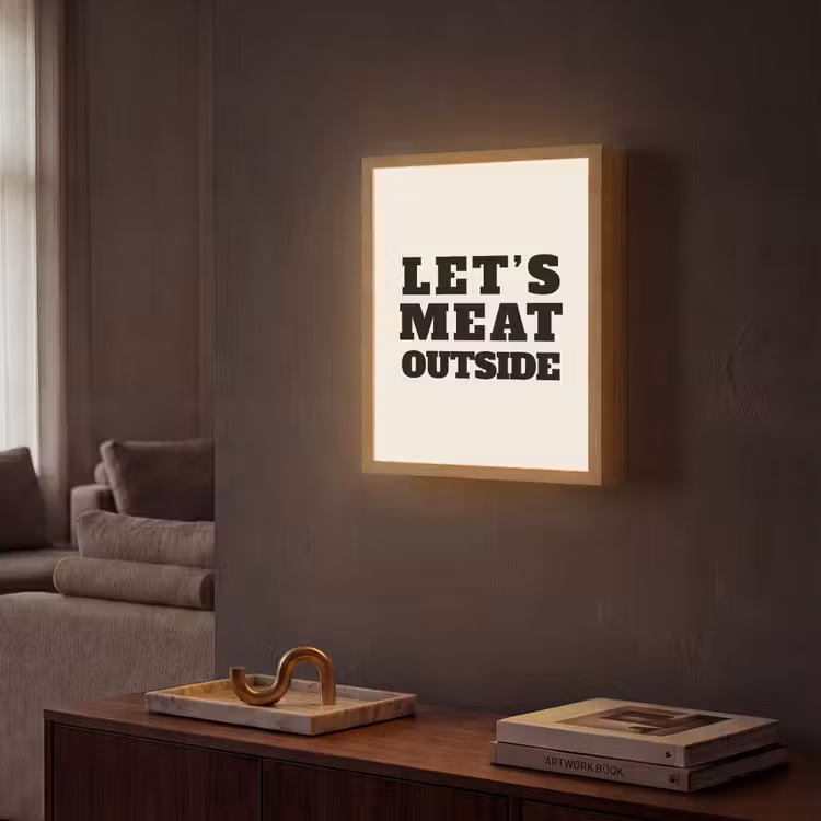 Lightbox - Wandlamp - Tekst - Blokletters - Zwart - Vlees — 2