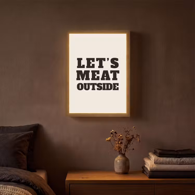 Lightbox - Wandlamp - Tekst - Blokletters - Zwart - Vlees — 3
