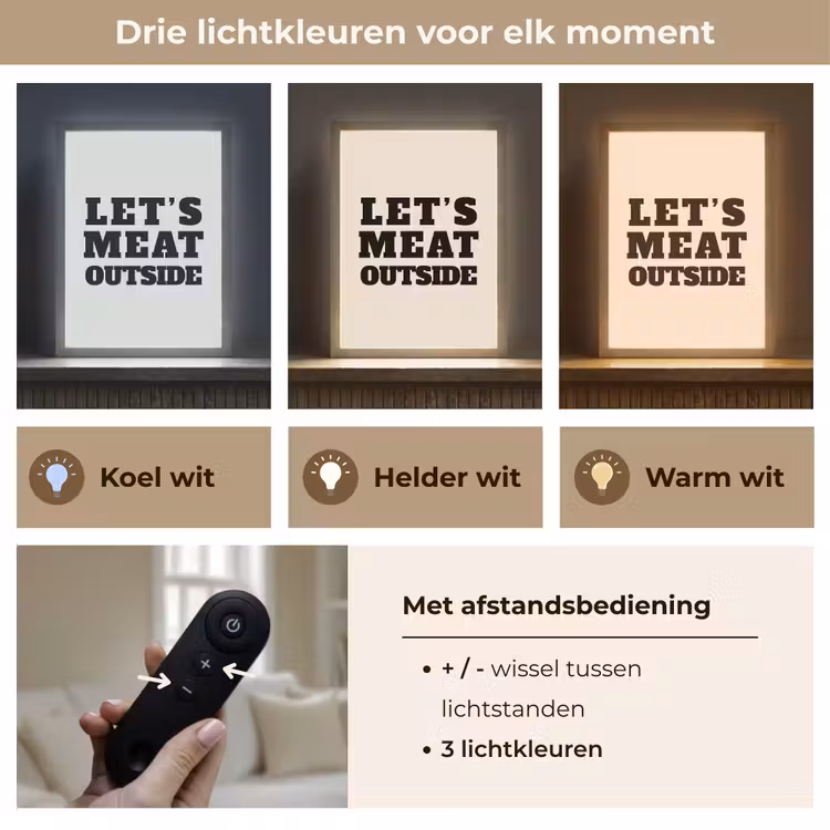 Lightbox - Wandlamp - Tekst - Blokletters - Zwart - Vlees — 7