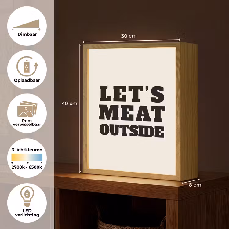 Lightbox - Wandlamp - Tekst - Blokletters - Zwart - Vlees — 9
