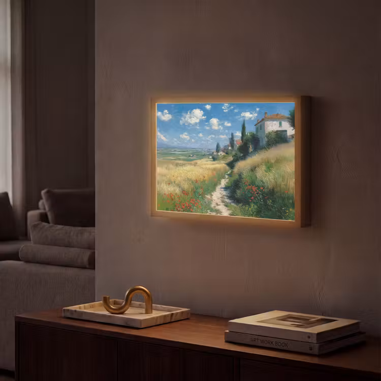 Lightbox - Wandlamp - Zandpad - Huis - Bomen - Grasveld — 2