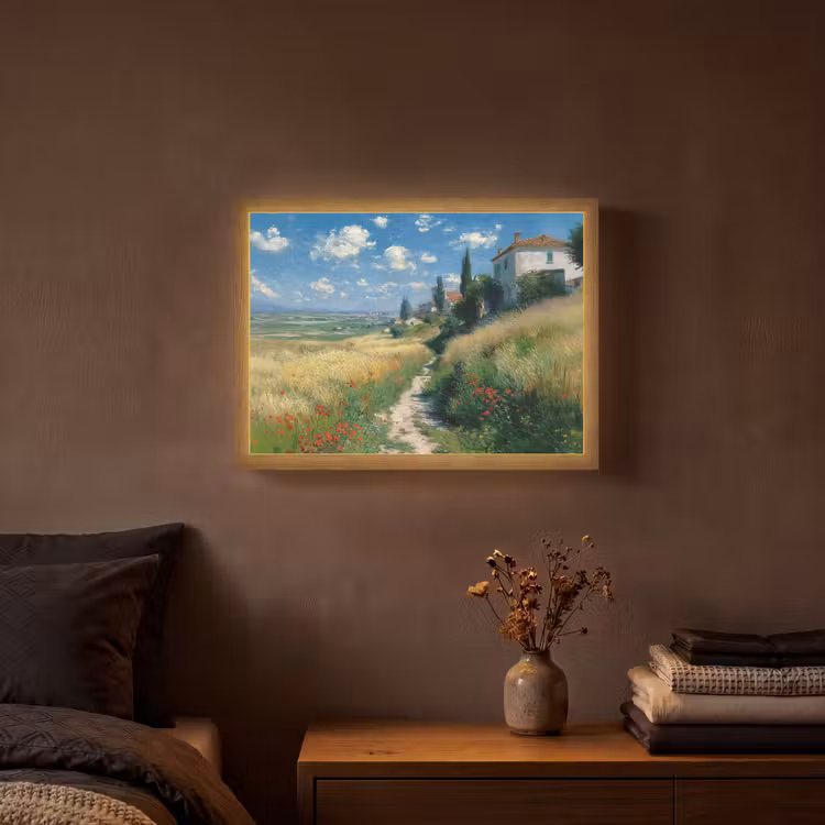 Lightbox - Wandlamp - Zandpad - Huis - Bomen - Grasveld — 3