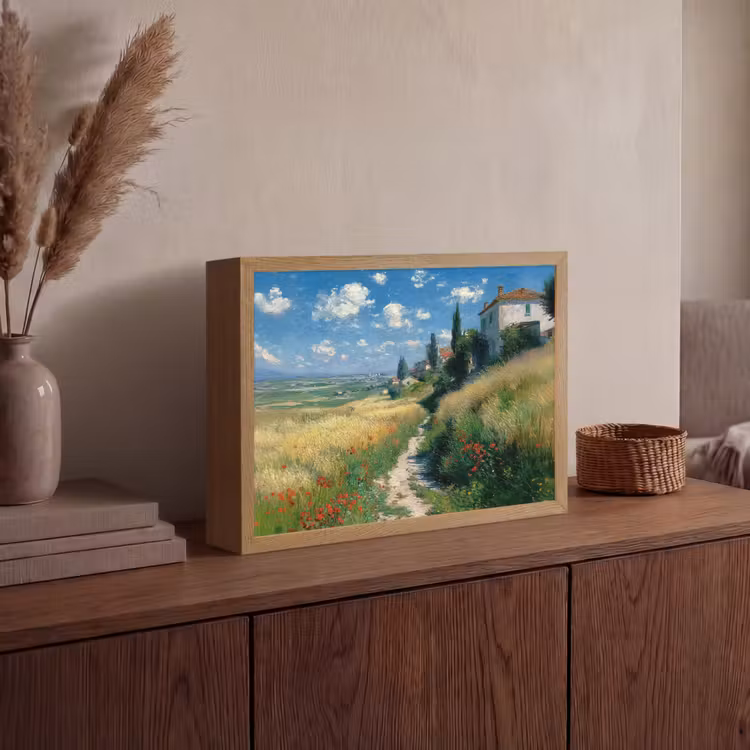 Lightbox - Wandlamp - Zandpad - Huis - Bomen - Grasveld — 4