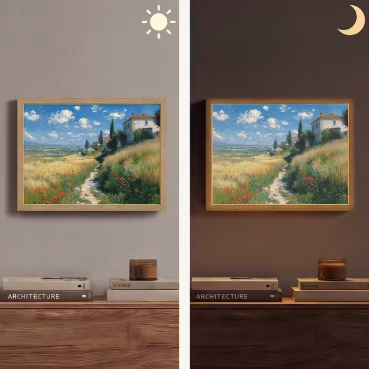Lightbox - Wandlamp - Zandpad - Huis - Bomen - Grasveld — 6