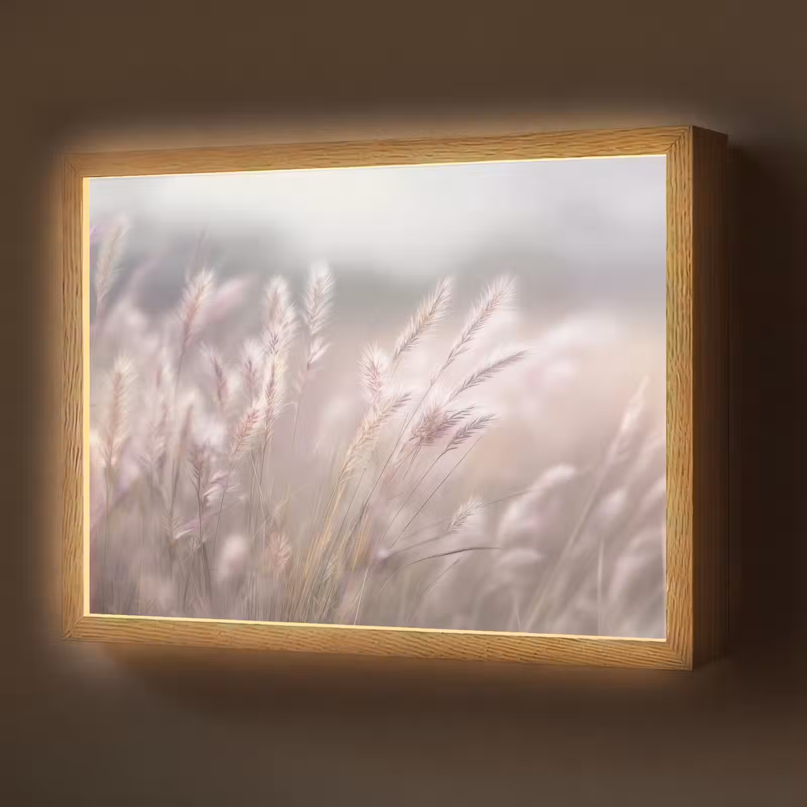 Lightbox - Wandlamp - Graspluimen - Wind - Beige - Mistig — 1