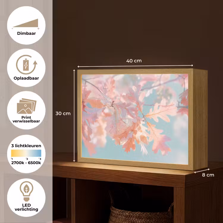 Lightbox - Wandlamp - Eikenbladeren - Takken - Roze — 10