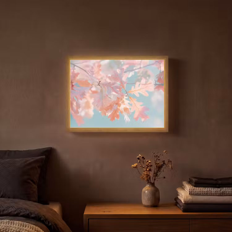 Lightbox - Wandlamp - Eikenbladeren - Takken - Roze — 3