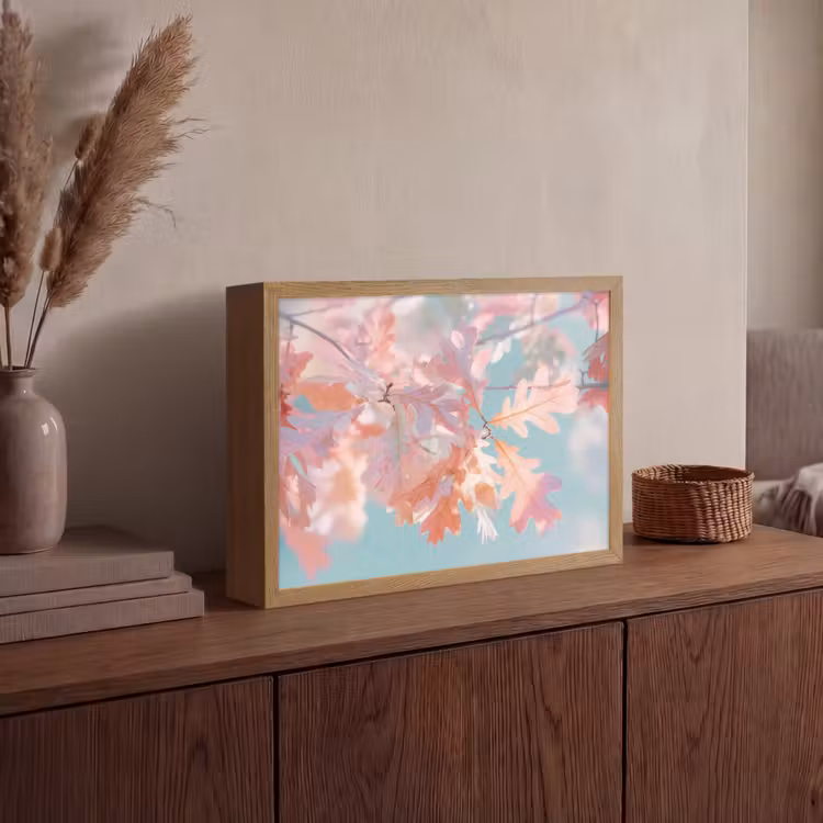 Lightbox - Wandlamp - Eikenbladeren - Takken - Roze — 4
