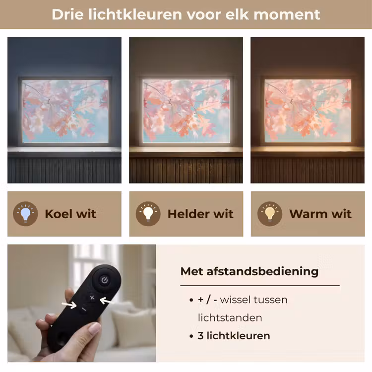 Lightbox - Wandlamp - Eikenbladeren - Takken - Roze — 8