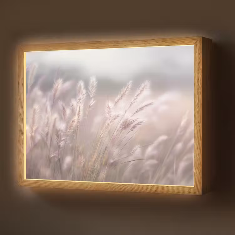 Lightbox - Wandlamp - Graspluimen - Wind - Beige - Mistig — 1