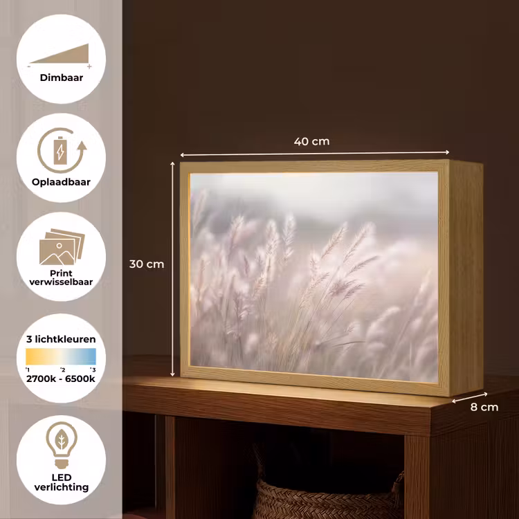 Lightbox - Wandlamp - Graspluimen - Wind - Beige - Mistig — 10