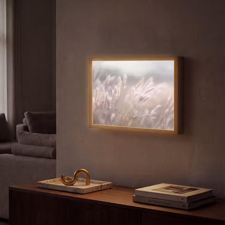 Lightbox - Wandlamp - Graspluimen - Wind - Beige - Mistig — 2