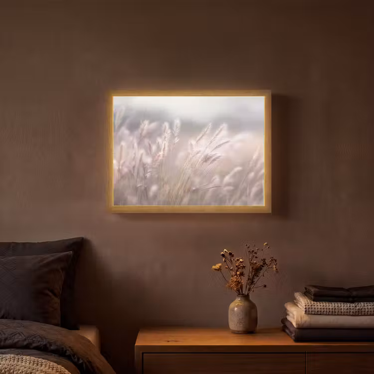 Lightbox - Wandlamp - Graspluimen - Wind - Beige - Mistig — 3