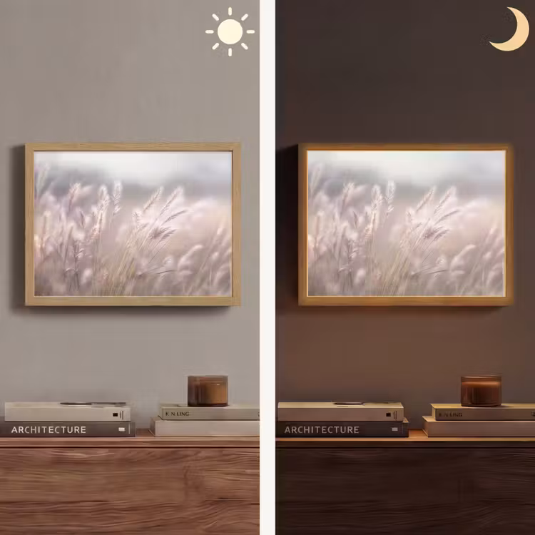 Lightbox - Wandlamp - Graspluimen - Wind - Beige - Mistig — 6