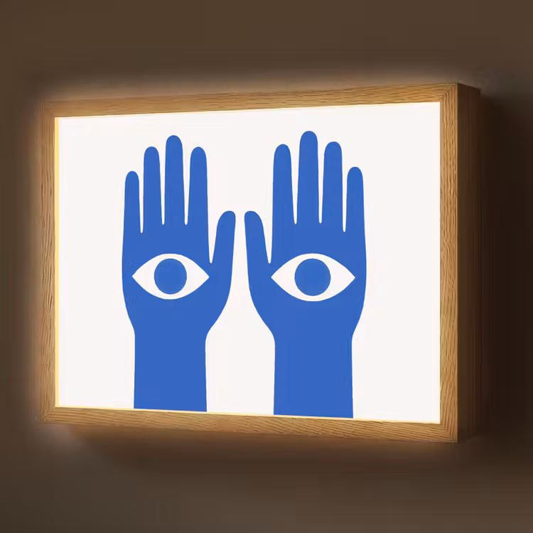 Lightbox - Wandlamp - Handen - Twee - Ogen - Blauw — 1