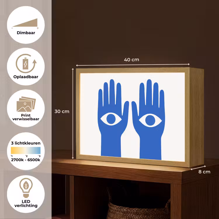 Lightbox - Wandlamp - Handen - Twee - Ogen - Blauw — 10