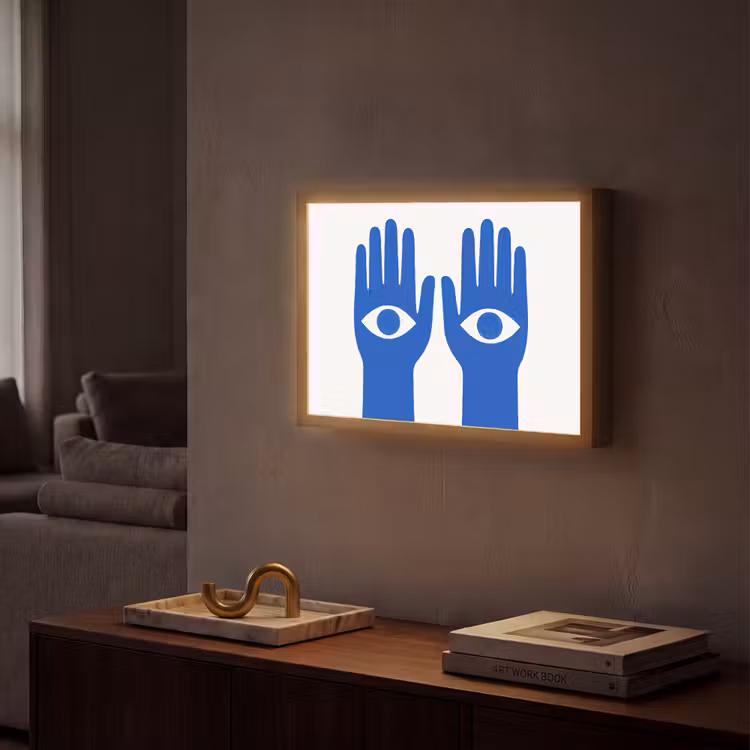 Lightbox - Wandlamp - Handen - Twee - Ogen - Blauw — 2