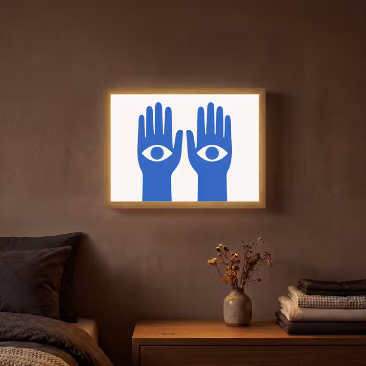 Lightbox - Wandlamp - Handen - Twee - Ogen - Blauw — 3