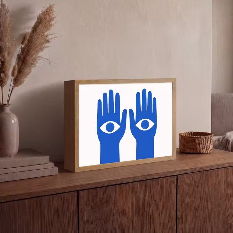 Lightbox - Wandlamp - Handen - Twee - Ogen - Blauw — 4