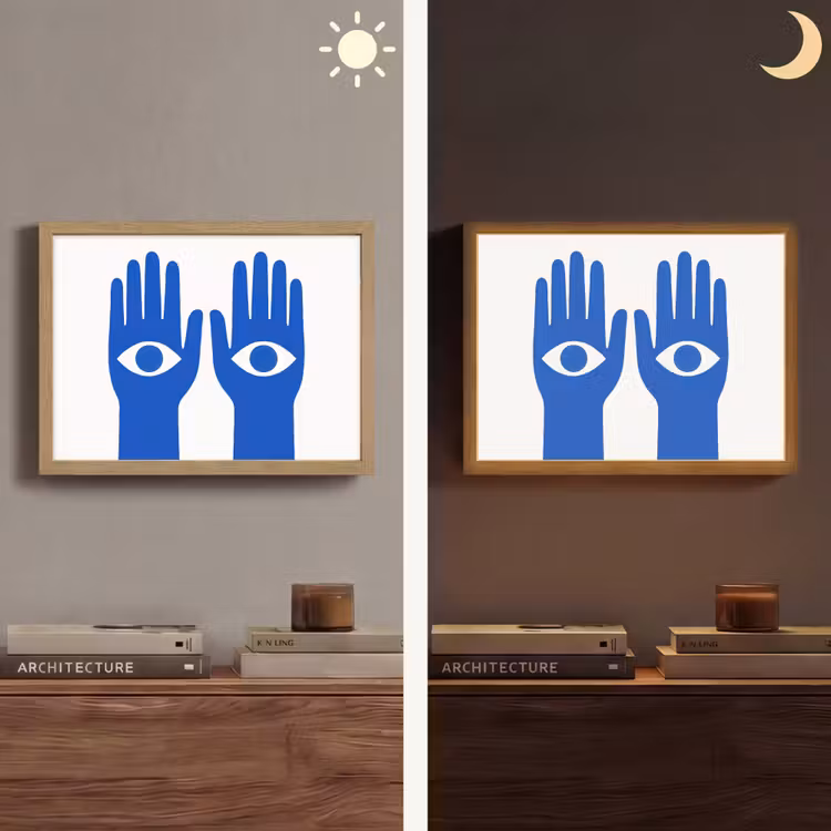 Lightbox - Wandlamp - Handen - Twee - Ogen - Blauw — 6