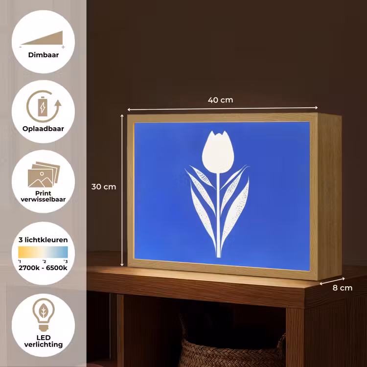 Lightbox - Wandlamp - Tulp - Minimalistisch - Bladeren - Wit — 10