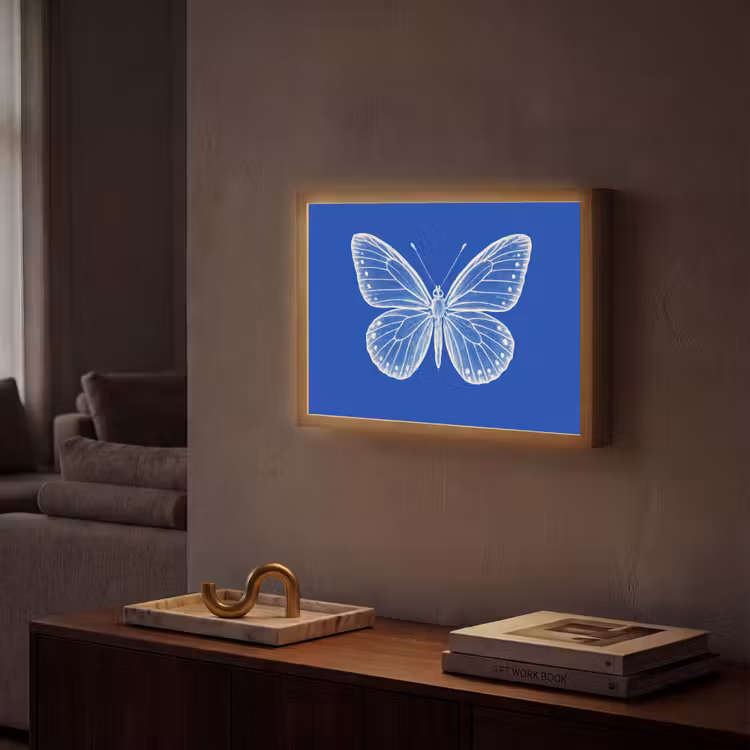 Lightbox - Wandlamp - Vlinder - Wit - Getekend - Stippen — 2