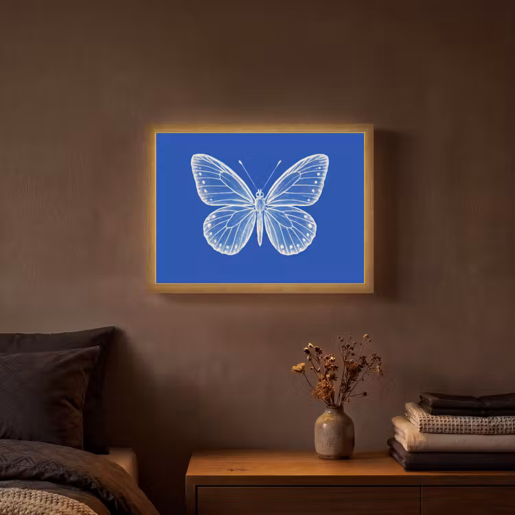 Lightbox - Wandlamp - Vlinder - Wit - Getekend - Stippen — 3