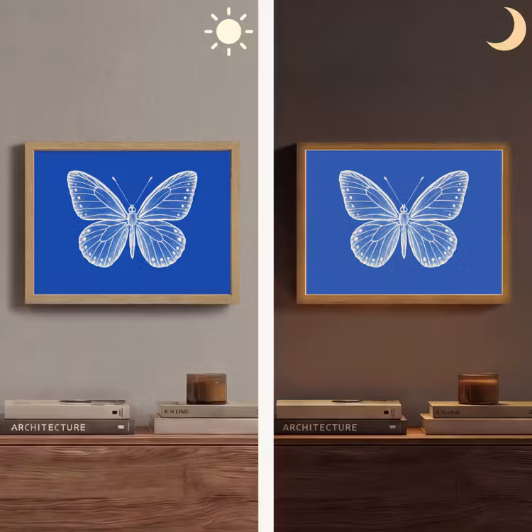 Lightbox - Wandlamp - Vlinder - Wit - Getekend - Stippen — 6