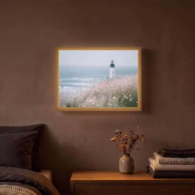 Lightbox - Wandlamp - Vuurtoren - Klif - Zee - Bloemen — 3
