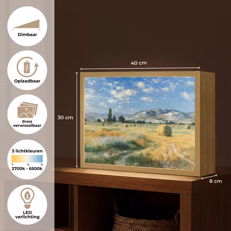 Lightbox - Wandlamp - Landschap - Strobalen - Bergen - Wolken — 10