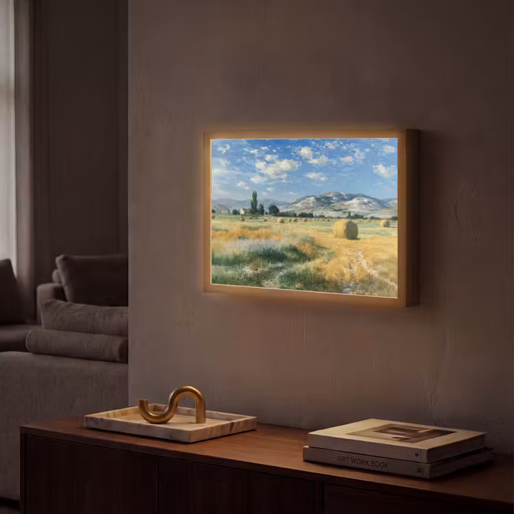 Lightbox - Wandlamp - Landschap - Strobalen - Bergen - Wolken — 2