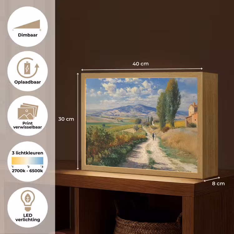 Lightbox - Wandlamp - Mensen - Wandelen - Zandpad - Velden — 10