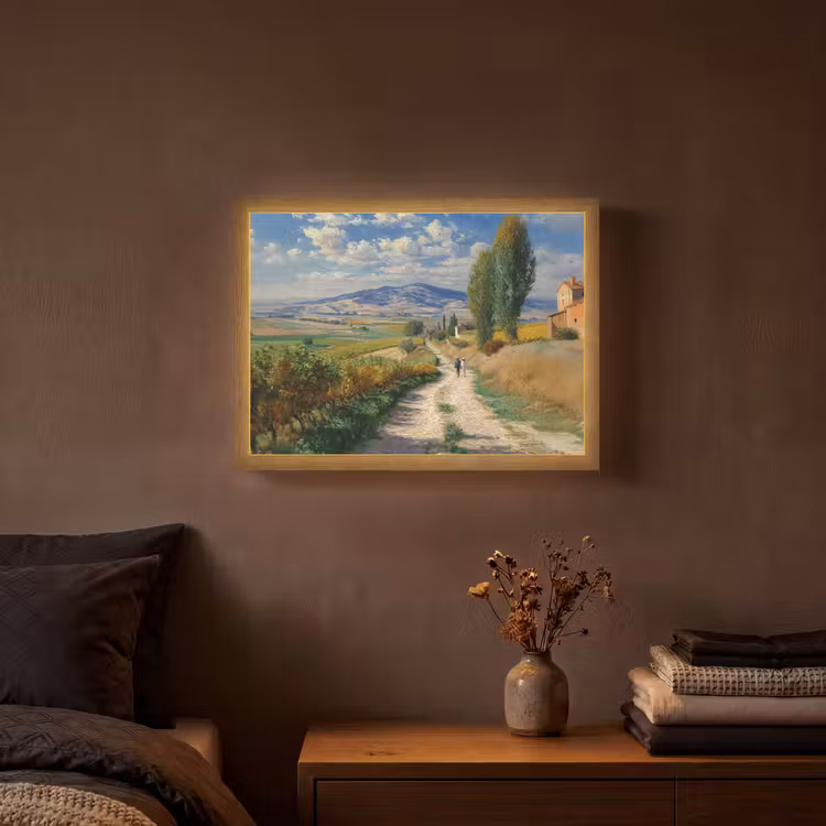 Lightbox - Wandlamp - Mensen - Wandelen - Zandpad - Velden — 3