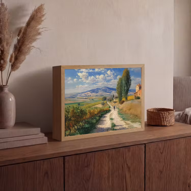 Lightbox - Wandlamp - Mensen - Wandelen - Zandpad - Velden — 4