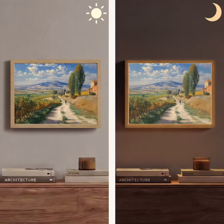 Lightbox - Wandlamp - Mensen - Wandelen - Zandpad - Velden — 6