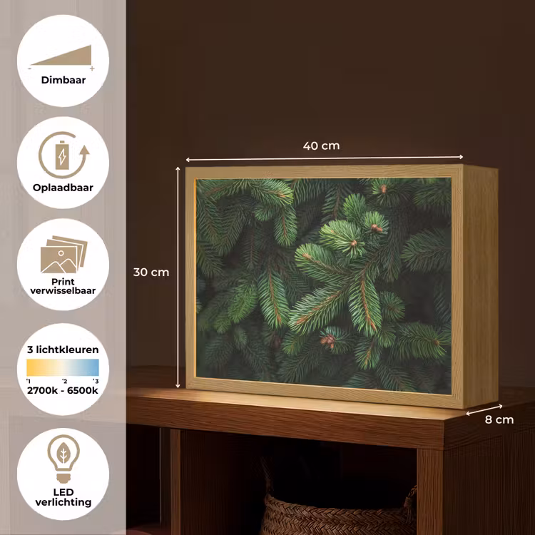 Lightbox - Wandlamp - Sparrentakken - Knoppen - Naalden - Groen — 10