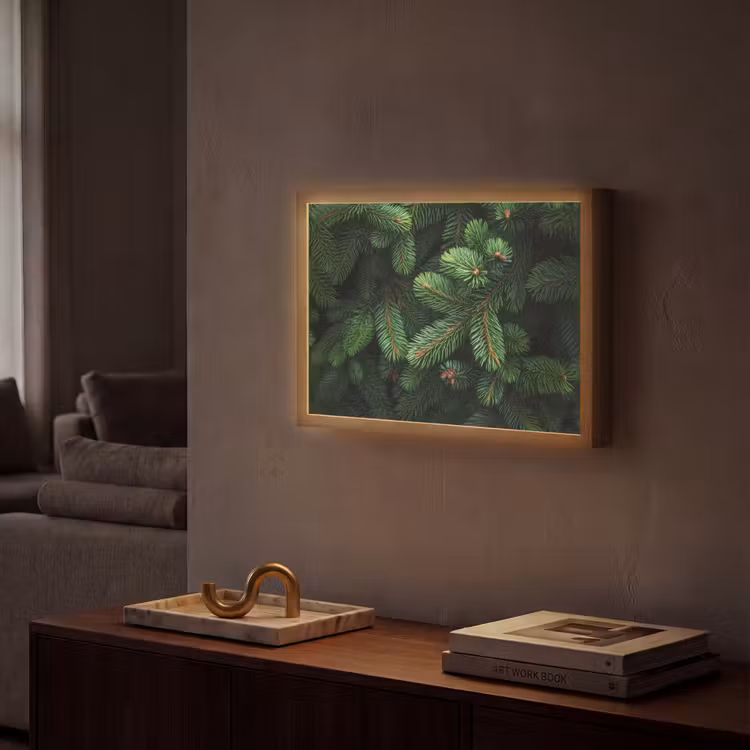 Lightbox - Wandlamp - Sparrentakken - Knoppen - Naalden - Groen — 2