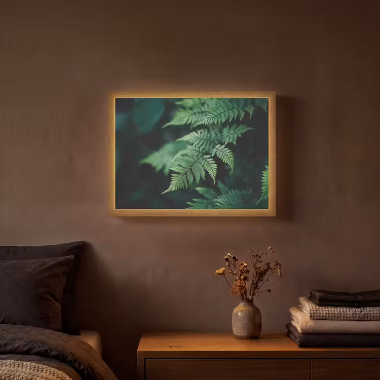 Lightbox - Wandlamp - Varenblad - Groen - Structuur - Wazig — 3