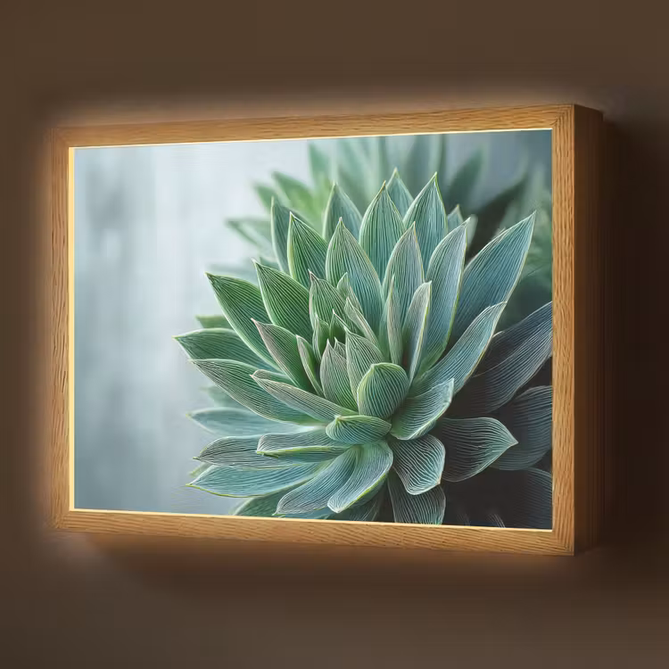Lightbox - Wandlamp - Vetplant - Bladeren - Groen - Wazig — 1