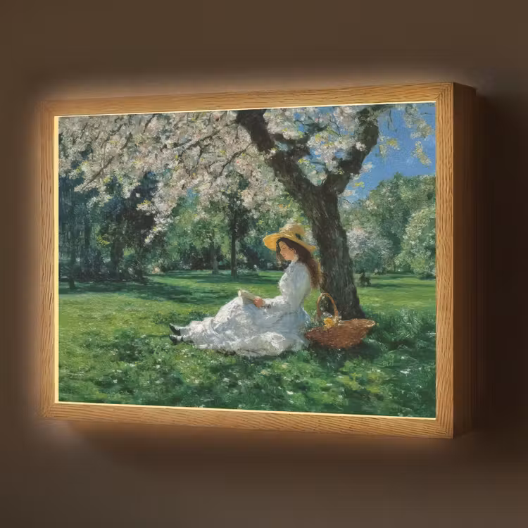 Lightbox - Wandlamp - Vrouw - Boom - Boek - Mandje — 1