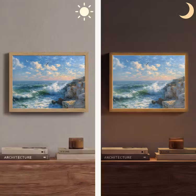 Lightbox - Wandlamp - Zee - Golven - Rotsen - Meeuwen — 6