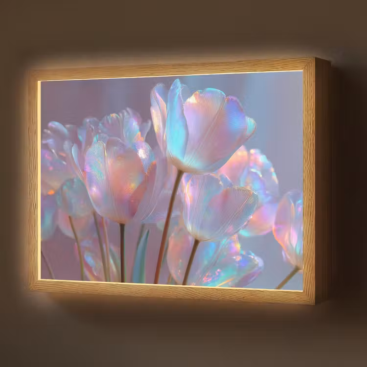 Lightbox - Wandlamp - Tulpen - Glazen - Bloemblaadjes - Pasteltinten — 1