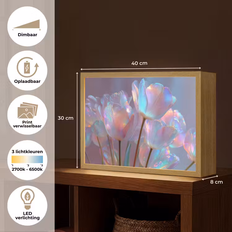 Lightbox - Wandlamp - Tulpen - Glazen - Bloemblaadjes - Pasteltinten — 10