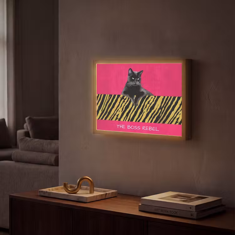 Lightbox - Wandlamp - Kat - Baas - Roze - Tijgerprint — 2