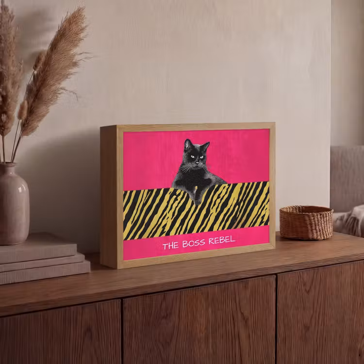 Lightbox - Wandlamp - Kat - Baas - Roze - Tijgerprint — 4