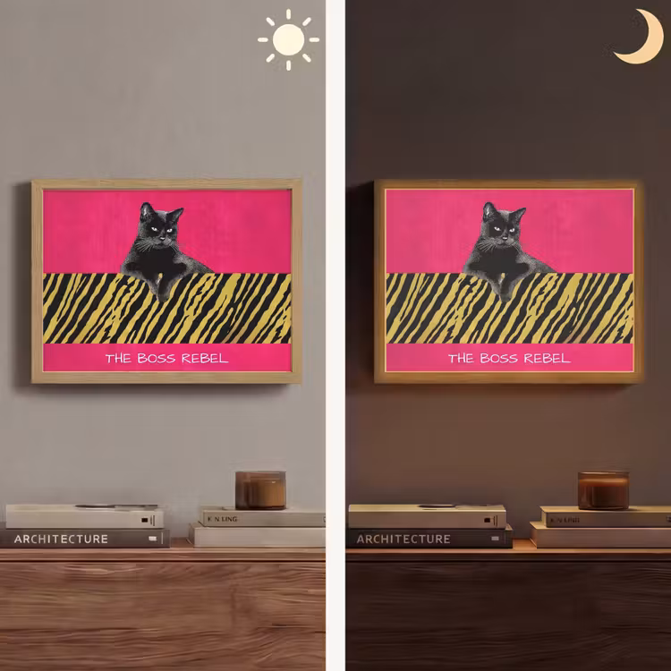 Lightbox - Wandlamp - Kat - Baas - Roze - Tijgerprint — 6