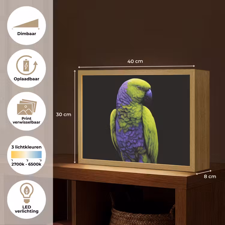 Lightbox - Wandlamp - Papegaai - Veren - Opvallend - Groen — 10