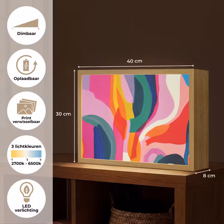 Lightbox - Wandlamp - Vormen - Golvend - Abstract - Felroze — 10