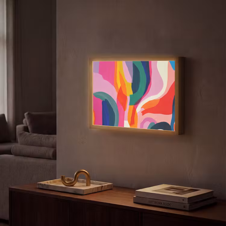 Lightbox - Wandlamp - Vormen - Golvend - Abstract - Felroze — 2