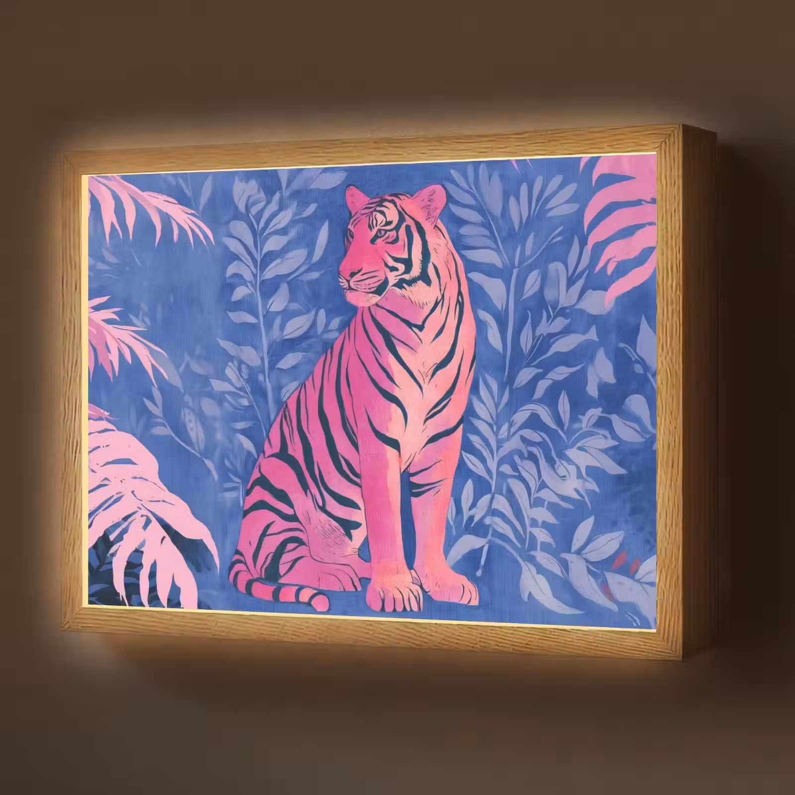 Lightbox - Wandlamp - Tijger - Roze - Bladeren - Jungle — 1